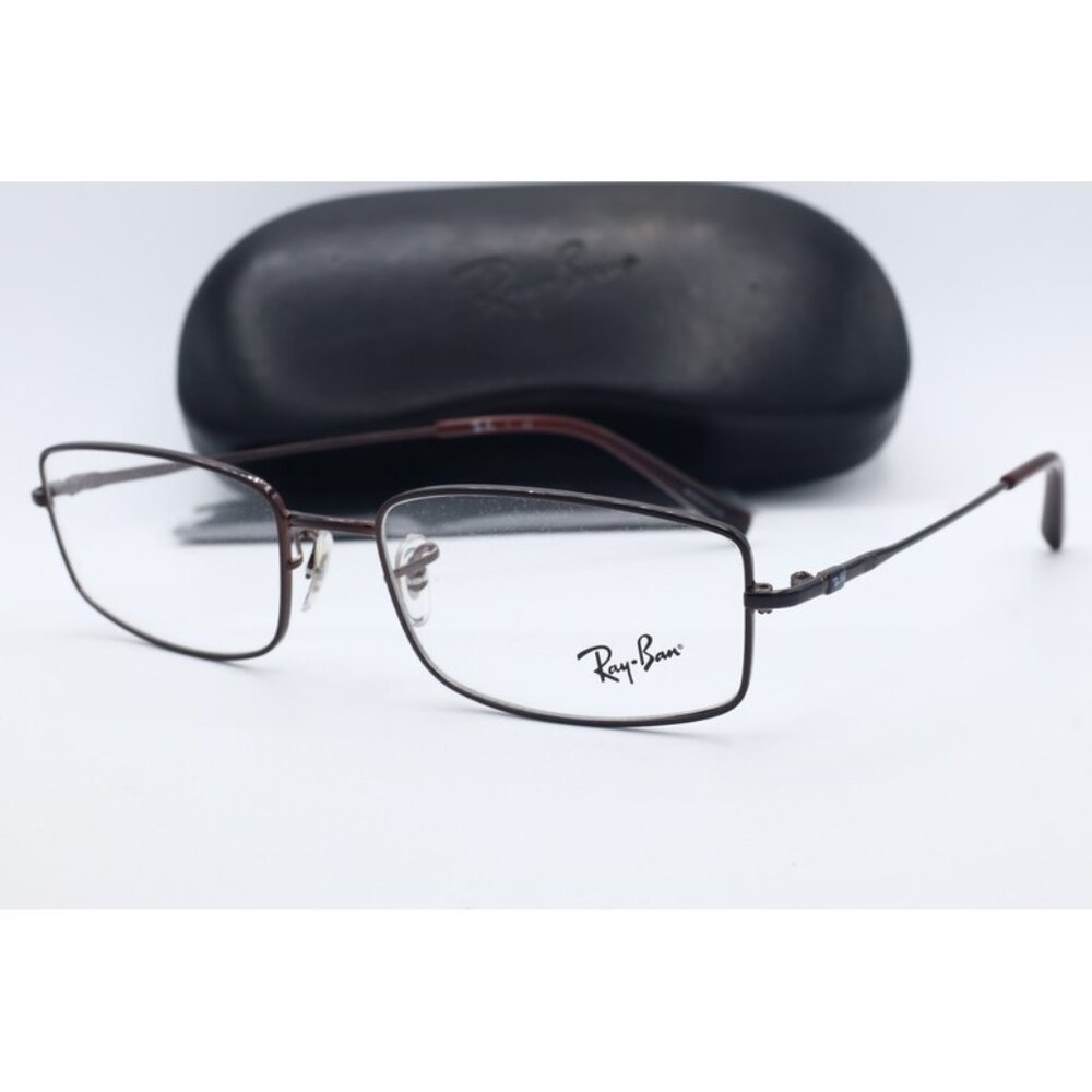 Ray Ban RB 6258E 2511 Dark Brown Rectangle Eyeglasses clear Lenses 54mm
